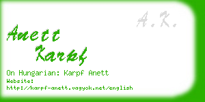 anett karpf business card